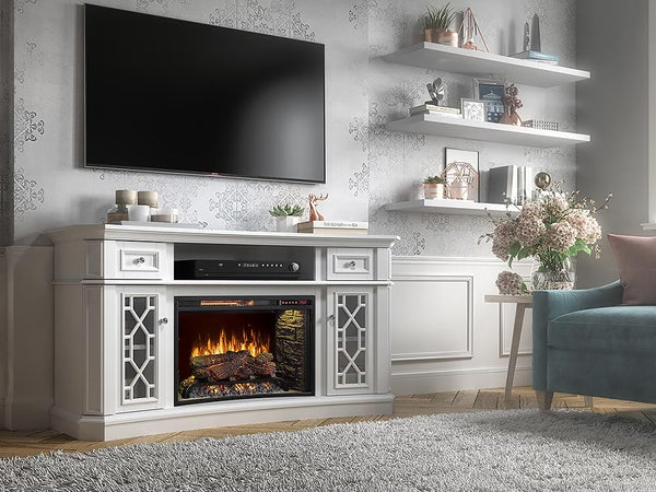 Downey Infrared Electric Fireplace TV Stand in White – Electric Fireplaces  Direct