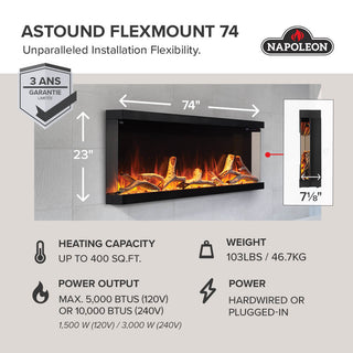 Napoleon Astound Flexmount 74-in Linear Electric Fireplace