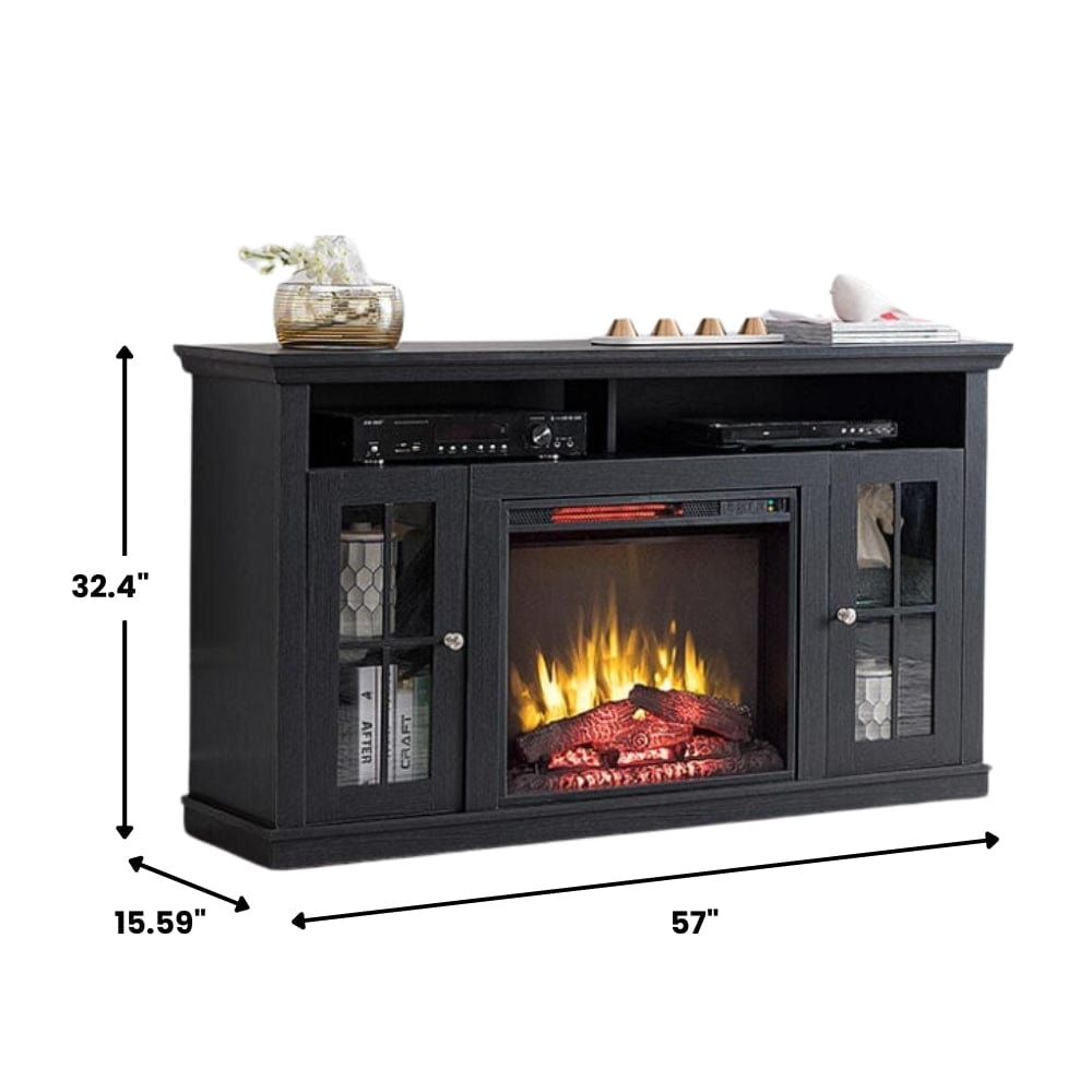 Brady Electric Fireplace TV Stand in Rustic Black Electric