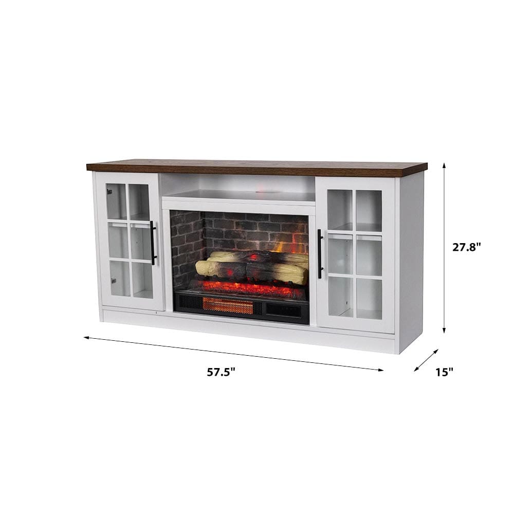 Dalton 57-in Electric Fireplace TV Stand in White Electric