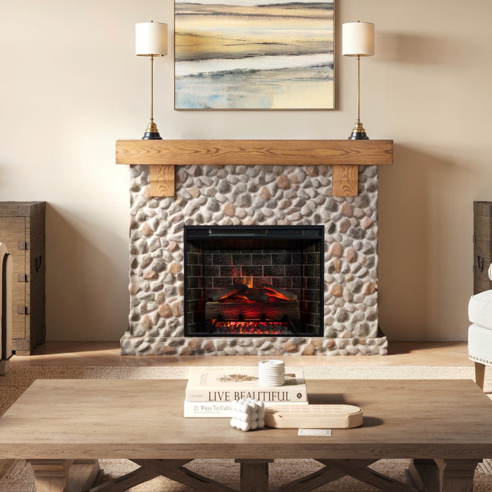 Country Living Glenbrook Stone Electric Fireplace Mantel Package