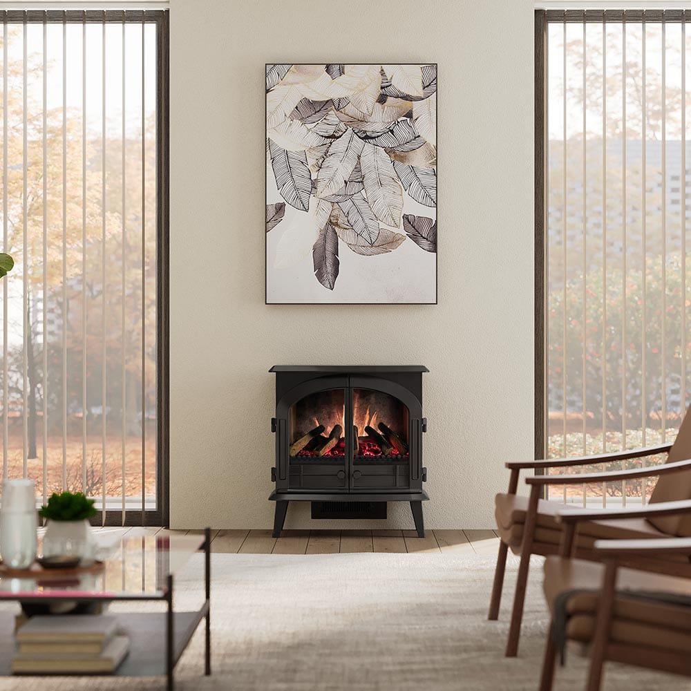 Modern Ember Harlowe 26-in Smart Black Electric Fireplace Stove