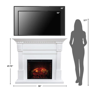 Modern Ember Augustine 55-in Electric Fireplace Mantel Package in