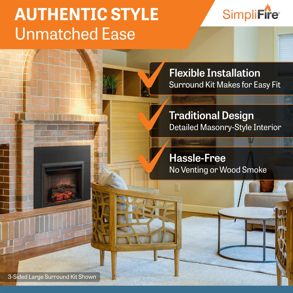 SimpliFire 32-In Built-In Electric Fireplace Insert with Large