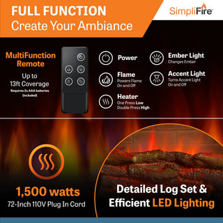 SimpliFire 32-In Built-In Electric Fireplace Insert with Large