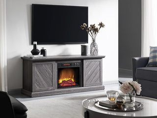 Ｅ.mamaチャコールグレー40 Walden Electric Fireplace TV Stand in Weathered Gray | Electric